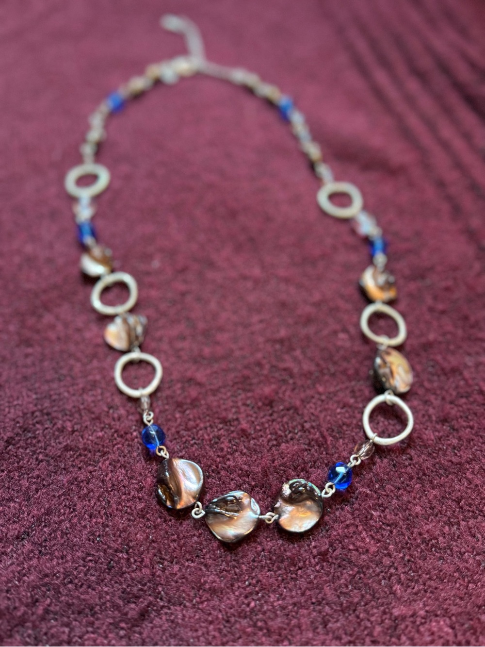 Lia Sophia 24” hoop necklace - Brown, blue, & silver